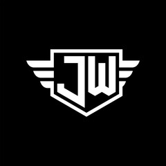 JW Logo vector image of initial shield with wing outline and simple shield