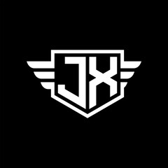 JX Logo vector image of initial shield with wing outline and simple shield