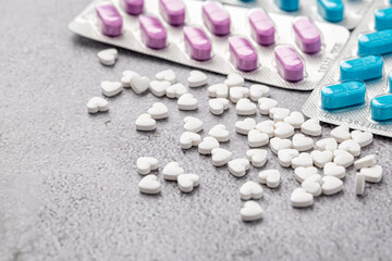 Variety of medicines and drugs.Medicine and healthcare concept.Variety of medicines and drugs.Medicine and healthcare concept.Pill for the prescription and treatment various diseases chemistry