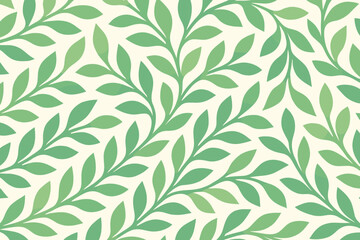 Fototapeta premium Natural tones continuous curved vector leaf seamless illustration leaves pattern lines featuring