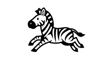Cartoon Zebra Leaping with Energy and Playfulness in Black and White.