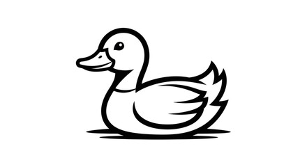 Charming Black and White Duck Illustration with Simple Design.