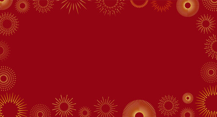 Firework border background, gold and silver fireworks frame, firework banner, New Year 2026 greeting with firework bursts, festive mood.