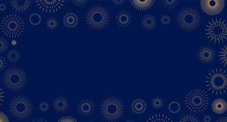 Firework border background, gold and silver fireworks frame, firework banner, New Year 2026 greeting with firework bursts, festive mood.