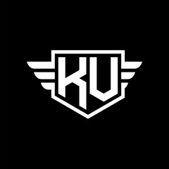 KV Logo vector image of initial shield with wing outline and simple shield