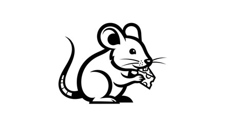 Charming Mouse Illustration - A Whimsical Rodent Enjoying a Cheese Snack.