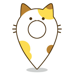 マップピン　三毛猫　イラスト素材