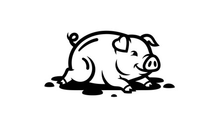 Charming Piglet Illustration - A Delightful Cartoon Depiction of a Happy Pig.