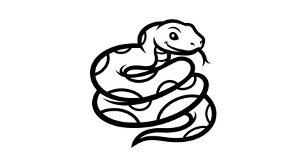 Charming Snake Illustration with Playful Spots and Tongue.