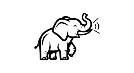 Cheerful Elephant Illustration with Raised Trunk and Sound Waves.