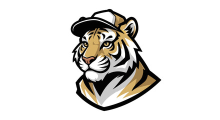 Fototapeta premium Cool Tiger Mascot with Baseball Cap - A Striking Animal Portrait.