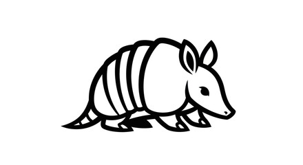 Detailed Armadillo Illustration - A Striking Black and White Animal Design.