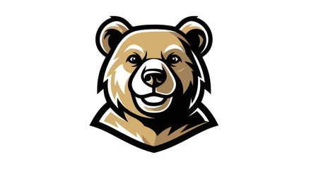 Detailed Bear Head Mascot Logo with Bold Outlines and Warm Tones.