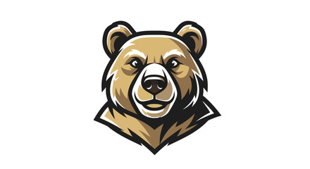 Detailed Bear Head Mascot Logo with Intricate Shading and Cartoon Style.