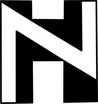 black arrow icon Monogram letters hn or nh