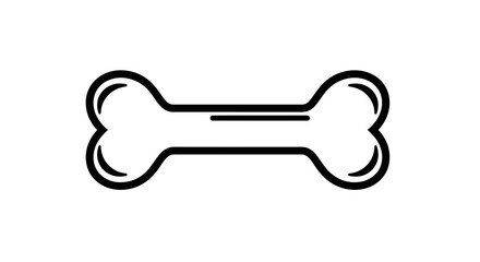 Simple black and white illustration of a dog bone.