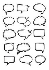 Obraz premium Set of hand-drawn speech bubbles and thought clouds icons