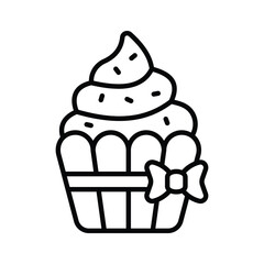 An editable icon of cupcake designed in line style