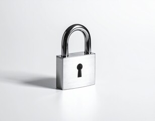 Fototapeta premium Polished metal padlock on white background