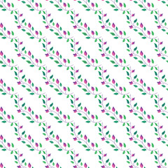 Floral Vine Pattern With Purple Flowers And Green Leaves For Seamless Design And Textile Use