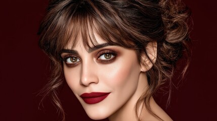 Fototapeta premium Elegant makeup transformation studio portrait glamorous setting close-up beauty concept