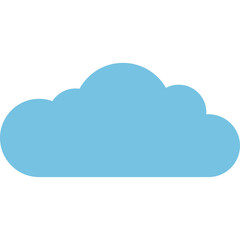 Simple light blue cloud graphic element isolated on white background with transparent background for design purposes