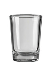 Simple, transparent shot glass with a thick base against black backdrop
