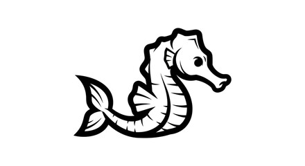 Detailed Line Art Illustration of a Seahorse with Distinctive Features.