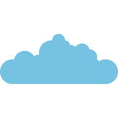 Simple Light Blue Cloud Icon with Rounded Edges on Transparent Background Vector Illustration