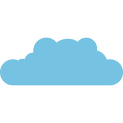 Simple Light Blue Cloud Shape Isolated on Transparent Background Clean Minimalist Graphic Element