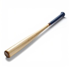 Wooden baseball bat, light beige, dark blue grip