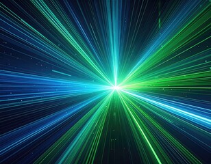 Radiant green & blue lightburst