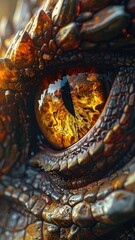 Closeup of Dragon Eye with Golden Reflections