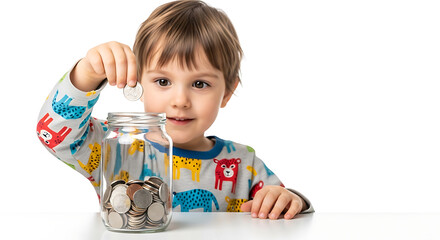 Saving for the Future A Child Learning About Money with a Coin Jar