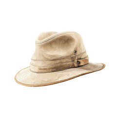Tan fedora-style hat with band and vent detailing