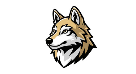 Detailed Wolf Head Mascot Logo with Focused Gaze.