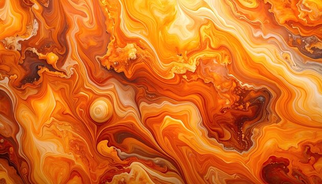 Abstract swirling orange and brown marbled pattern