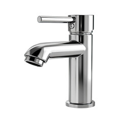 Sleek chrome faucet against black backdrop; modern, minimalist design