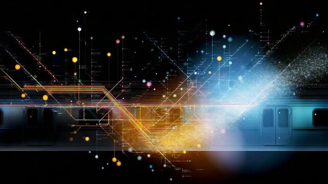 A Futuristic Subway Journey: Exploring the Dynamic Fusion of Lights and Technology in Urban Transit with a Captivating Visual Abstract of a Train Station Experience