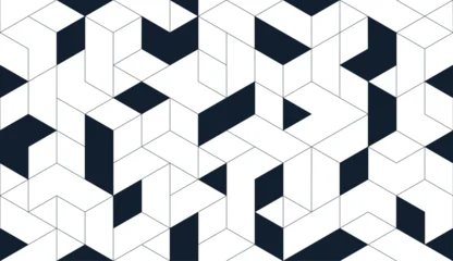 Fototapete Wohnzimmer Cubes abstract architecture background, construction seamless pattern with 3D blocks, geometric linear polygon wallpaper, isometric cubic tiling pattern.  © Sylverarts