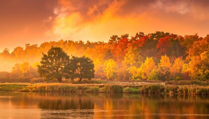 Autumnal sunrise over a serene lake (1)