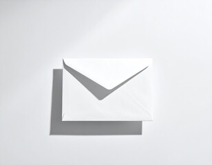 Blank white envelope on white surface