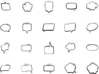 Obraz premium Outline collection of various comic speech bubbles in clean vector style