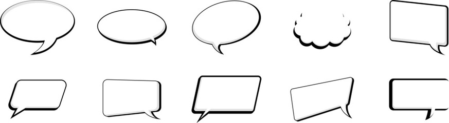 Fototapeta premium Outline comic speech bubbles collection for conversation, doodle, and pop art communication projects