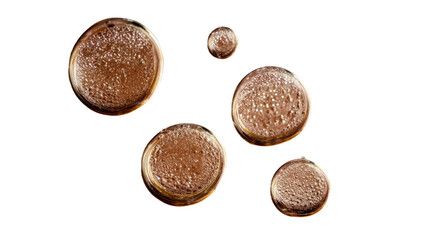 Amber fluid droplets, textured, with glossy reflections