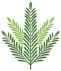 Fototapeta premium Stylized Green Leaf Branch Illustration, Botanical Fronds on White