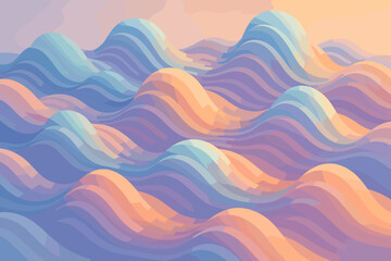 Vector landscape sculptural illumination layered polymer volumetric illustration vibes soft blending motion