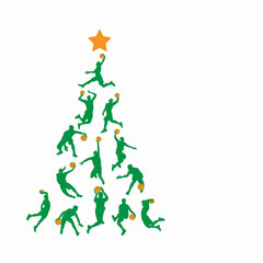 Fototapeta premium green christmas tree basketball players