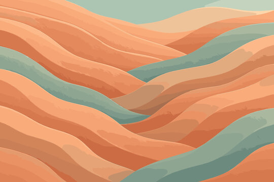 Flow volume creating vector clay illustration soft landscape field layers transitions tranquil