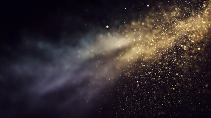 Obraz premium Golden glitter particles swirl and sparkle creating a magical ethereal display against a dark background